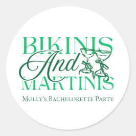 Pegatina Redonda Bikinis y Martinis – Fiesta de Soltera Personaliza