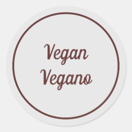 Pegatina Redonda Bilingüe Gris Claro Vegano Simple