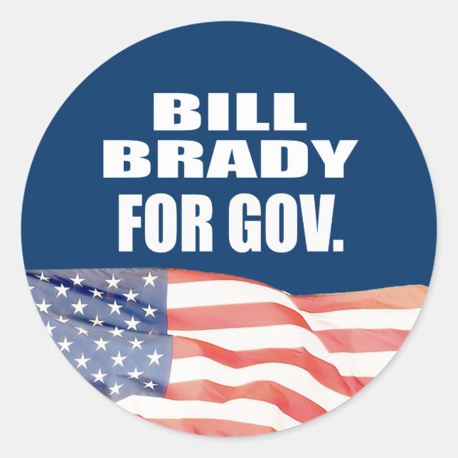 PEGATINA REDONDA BILL BRADY PARA GOBERNADOR (Anverso)