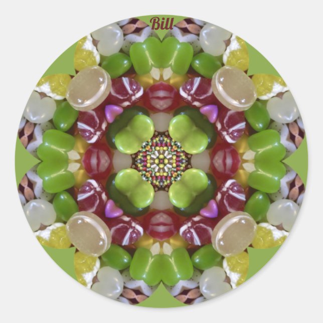 PEGATINA REDONDA BILL~ CANDY CANDY JELLY BEANS ~ (Anverso)