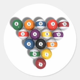 Pegatina Redonda Billar / Balneario de billar con sombra de caída: