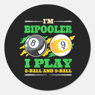 Pegatina Redonda Billar Billar Billar Soy Bipooler 9 Ball