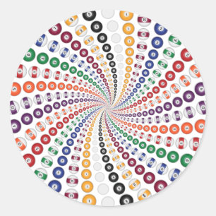 Pegatina Redonda Billar / Bolas de billar Espiral: