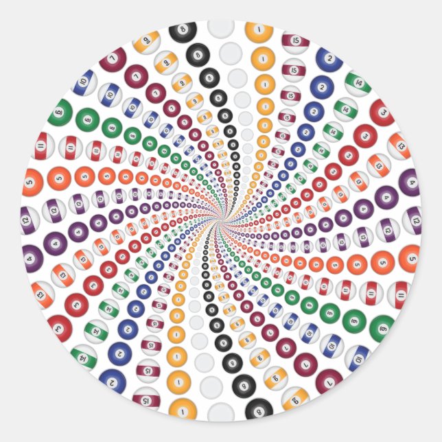 Pegatina Redonda Billar / Bolas de billar Espiral: (Anverso)