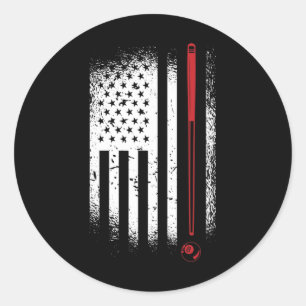 Pegatina Redonda Billar retro gráfico Billard Snooker Billard Cue 8