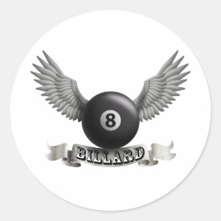 Pegatina Redonda Billar wings a