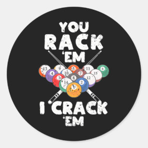 Pegatina Redonda Billards Player Billiard You Rack 'Em