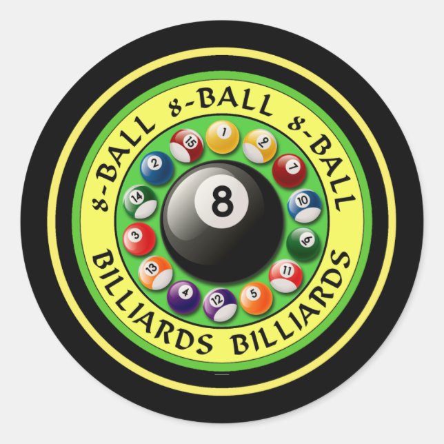 PEGATINA REDONDA BILLARES DE 8 BALL (Anverso)