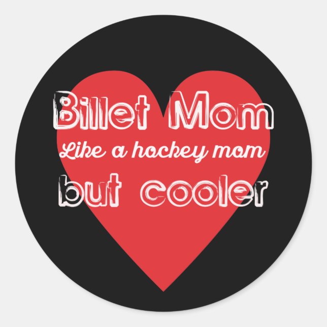 Pegatina Redonda Billet Mom gusta de hockey pero fría (Anverso)