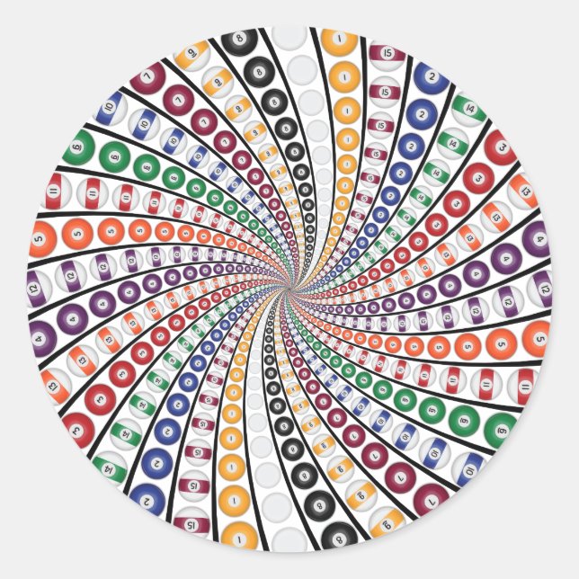 Pegatina Redonda Billetes / Bolas de billar Vortex: (Anverso)