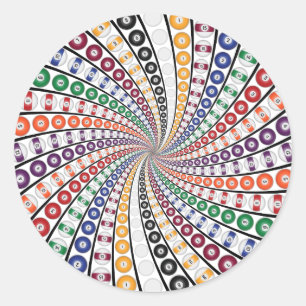 Pegatina Redonda Billetes / Bolas de billar Vortex: