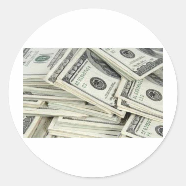 Pegatina Redonda Billetes de un dólar hundido (Anverso)