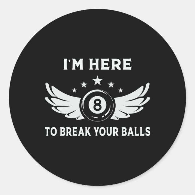 Pegatina Redonda Billiard 8 Ball Snooker Pool Billiards Divertido r (Anverso)
