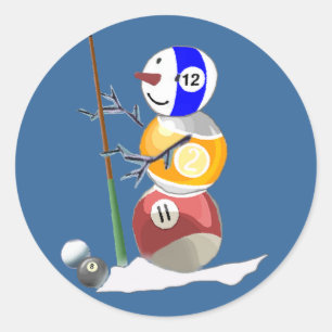 Pegatina Redonda Billiard Ball Snowman