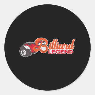 Pegatina Redonda Billiard Legend 8 Ball Snooker Pool Billiards