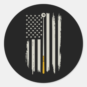 Pegatina Redonda Billiard Pool Player Billiards Table Estadounidens