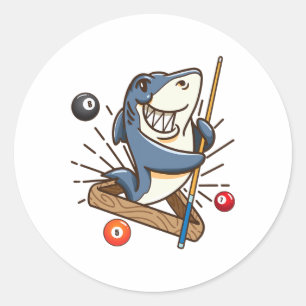 Pegatina Redonda Billiard Shark Hustler Pool Camisetas Chicas Snook