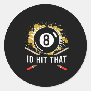 Pegatina Redonda Billiard Shirt - Biliard Pool 8 Ll Player Des