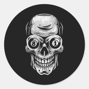 Pegatina Redonda Billiard Snooker Player Skull 8 Y 9