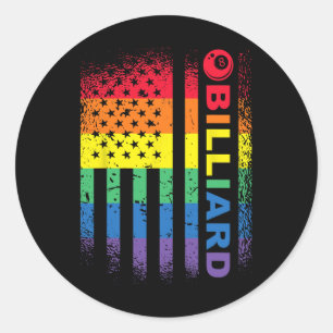 Pegatina Redonda Billiards 8 ball Pool Billiard Bandera Americana -