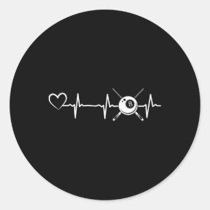 Pegatina Redonda Billiards 8-ball Pool Billiard Heartbeat Heart - B