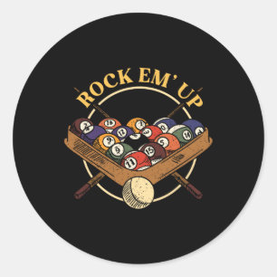 Pegatina Redonda Billiards Ball Rack Stick Cue Billiard Player Snoo