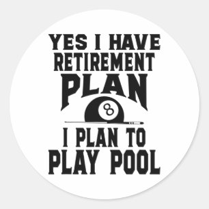 Pegatina Redonda Billiards Billiard Pool Sí Tengo Retirada