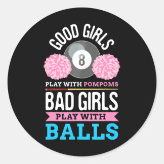 Pegatina Redonda Billiards Cue Sport Game Pool Balls Billiard