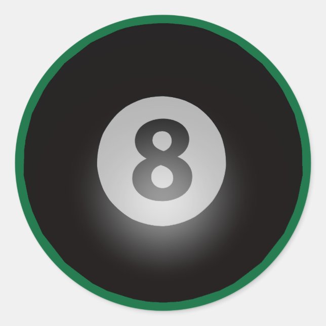 Pegatina Redonda Billiards Eight Ball (Anverso)