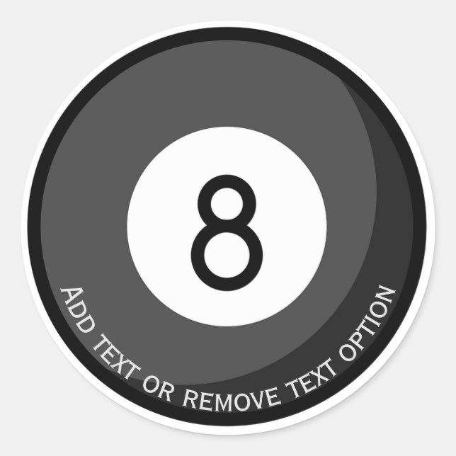 Pegatina Redonda Billiards Eight Ball (Anverso)
