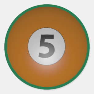 Pegatina Redonda Billiards Five Ball