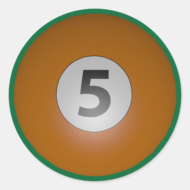 Pegatina Redonda Billiards Five Ball (Anverso)