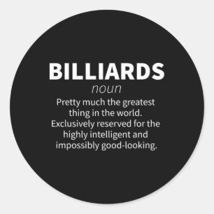 Pegatina Redonda Billiards Funny Definition Pool Snooker Player Gif