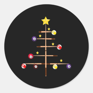 Pegatina Redonda Billiards Ll Cue Sports Christmas Tree