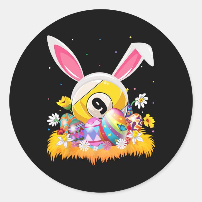 Pegatina Redonda Billiards Lover Easter Egy Funny Billiards Easter (Anverso)