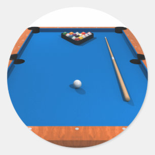 Pegatina Redonda Billiards / Mesa de billar: Blue Felt: