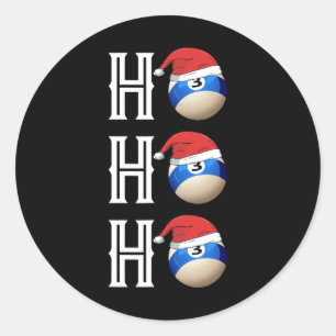 Pegatina Redonda Billiards Navidades Santa Hat Pool Hall Fiesta reg