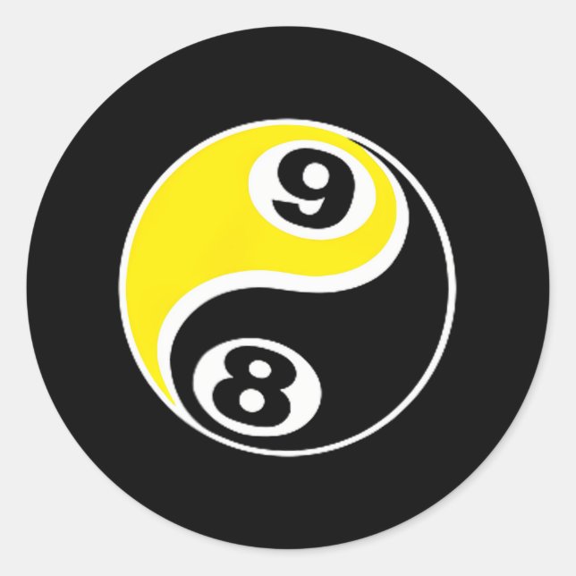 Pegatina Redonda Billiards Pool 8 Ball 9 Ball Skull (Anverso)
