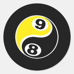 Pegatina Redonda Billiards Pool 8 Ball 9 Ball Skull