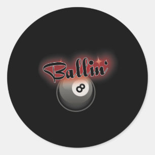 Pegatina Redonda Billiards Pool 8 Ball S
