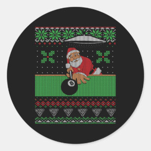 Pegatina Redonda Billiards Pool Feo Navidades estilo suéter
