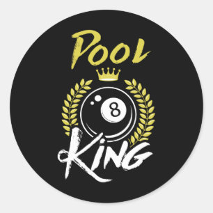 Pegatina Redonda Billiards Pool King Shirny Funny Billiards Sport P