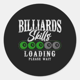 Pegatina Redonda Billiards Pool Player Ball 8 Ball Vintage Billiard
