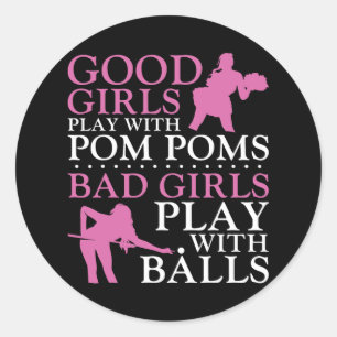 Pegatina Redonda Billiards Pool Player Ball Chica Buenos Chicas Jug