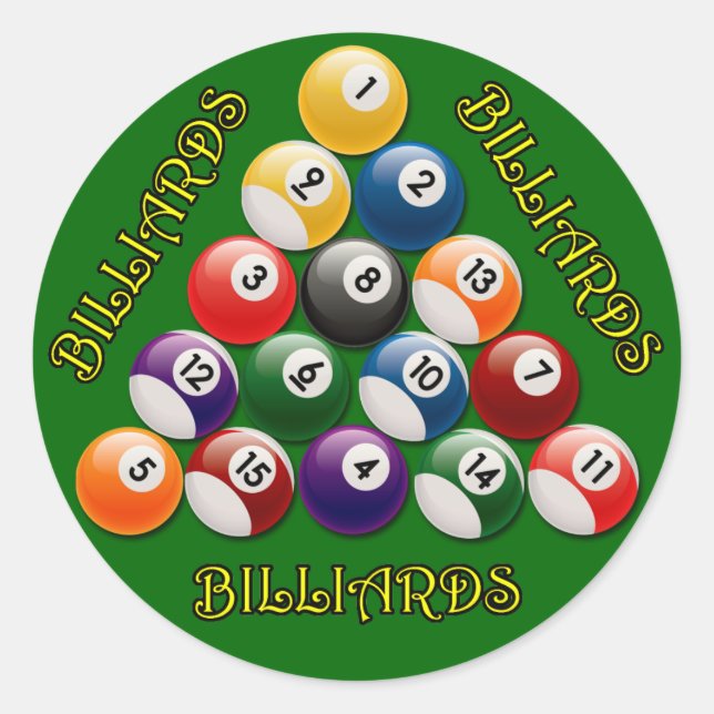 PEGATINA REDONDA BILLIARDS RACK (Anverso)