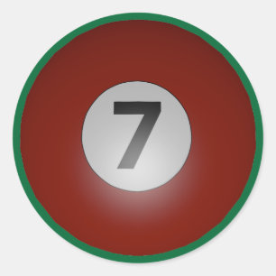 Pegatina Redonda Billiards Seven Ball