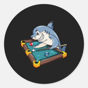 Pegatina Redonda Billiards Shark Pool Snooker Player Gift