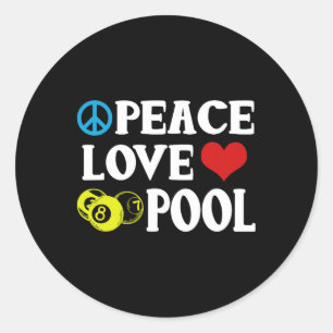 Pegatina Redonda Billiards Shirt Funny Peace Love Pool de ofertas P