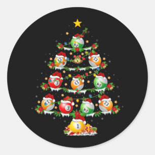 Pegatina Redonda Billiards Sports Lover Lighting Billiards Christma