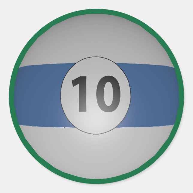 Pegatina Redonda Billiards Ten Ball (Anverso)